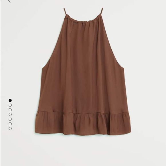 Mango Halterneck Ruffle Hem Tank Top in Brown - XS - Picture 4 of 7